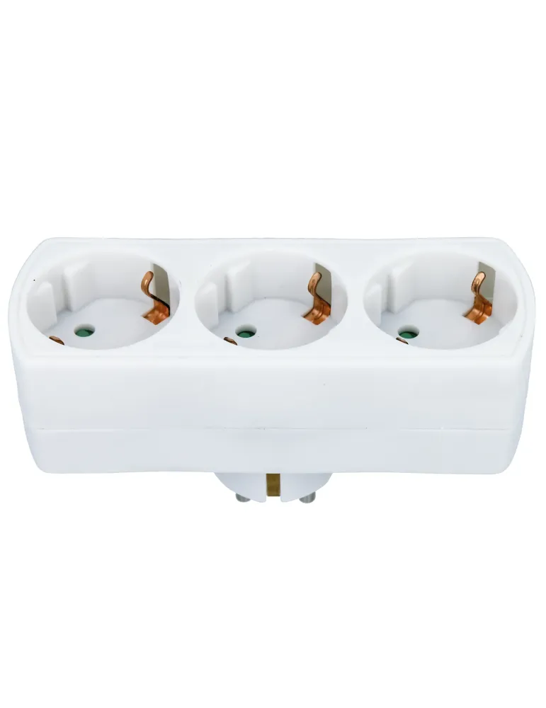 Adaptador schuko de 3 vías 3210 - Policarbonato - Blanco