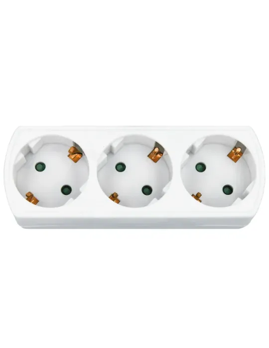 Adaptador schuko de 3 vías 3210 - Policarbonato - Blanco