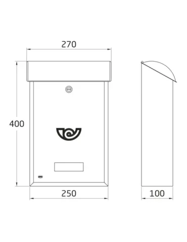 Buzón 2 INOX - 400 x 250 x 100 mm - Acero inoxidable - Inoxidable 2