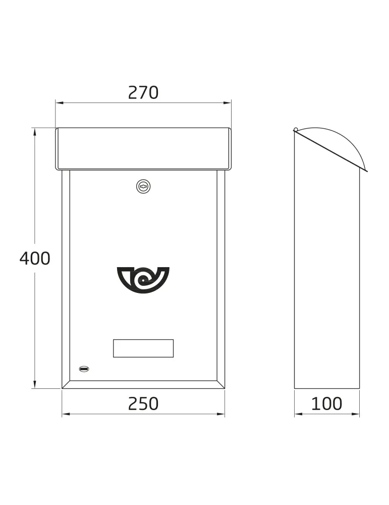 Buzón 2 INOX - 400 x 250 x 100 mm - Acero inoxidable - Inoxidable