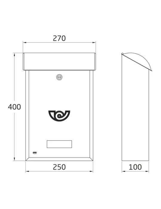 Buzón 2 INOX - 400 x 250 x 100 mm - Acero inoxidable - Inoxidable
