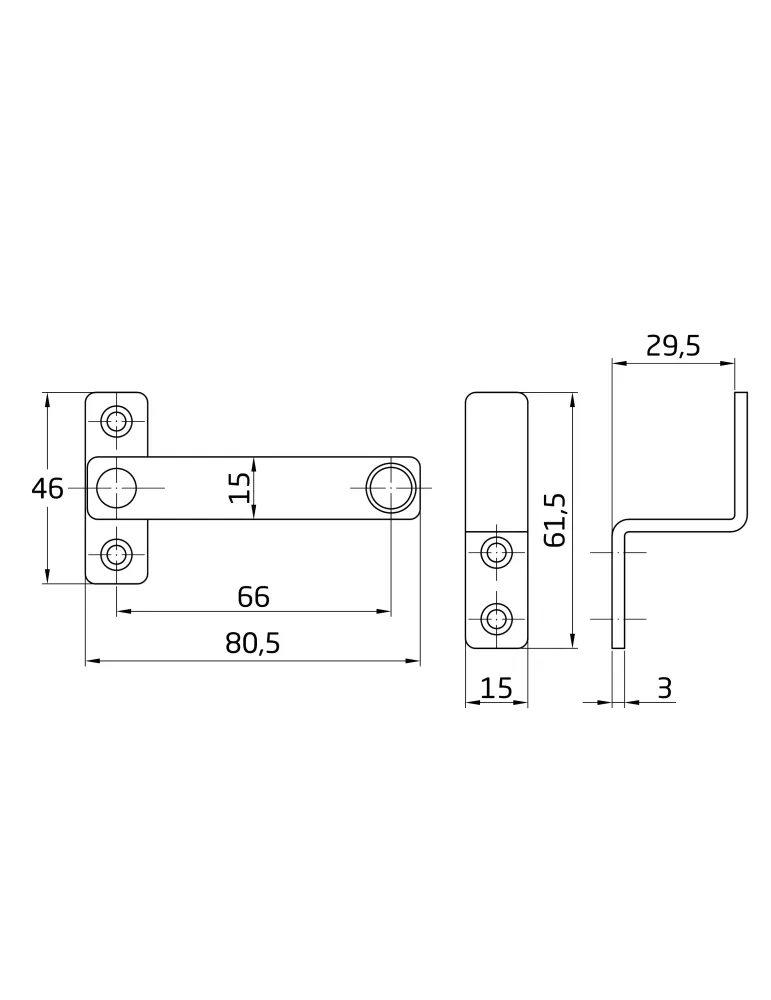 Aldabilla 2 INOX - 80 x 46 mm - Acero inoxidable 18/8 - Brillo