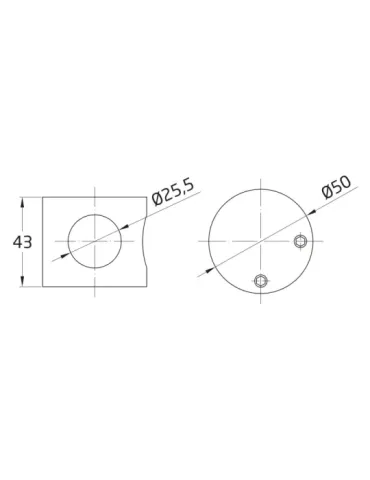 Conector 100 - Ø50 x 43 mm - Acero inoxidable 18/8 - Cromado 2