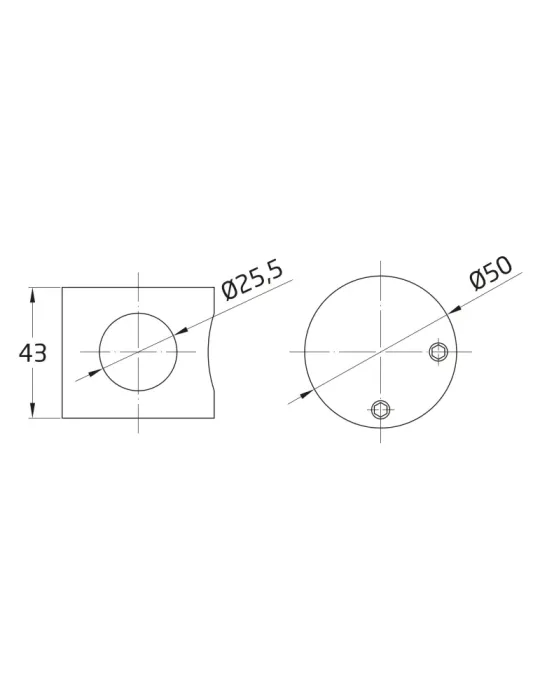 AMIG 10457 - Conector 100 - Ø50 x 43 mm - Acero inoxidable 18/8 - Cromado