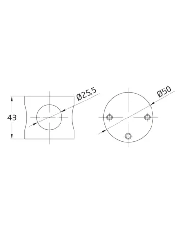 Conector 101 - Ø50 x 43 mm - Acero inoxidable 18/8 - Mate 2