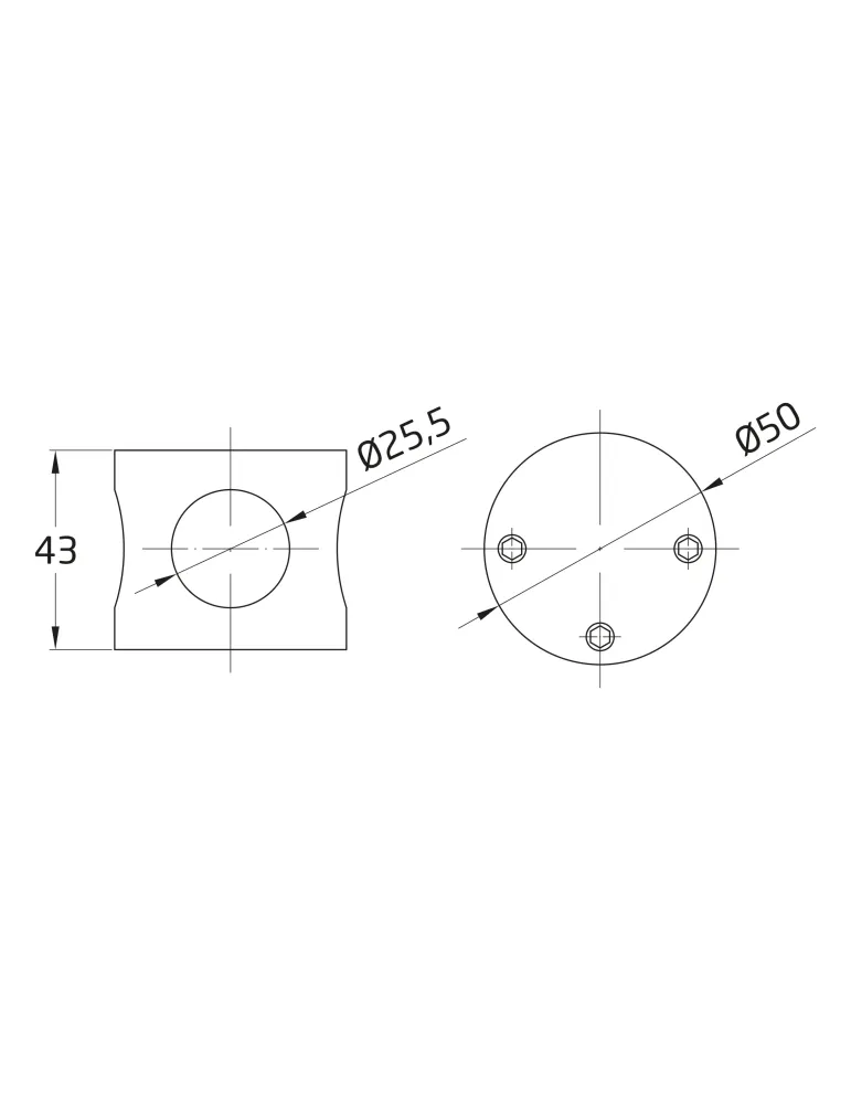 AMIG 10458 - Conector 101 - Ø50 x 43 mm - Acero inoxidable 18/8 - Mate