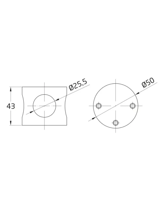 AMIG 10458 - Conector 101 - Ø50 x 43 mm - Acero inoxidable 18/8 - Mate