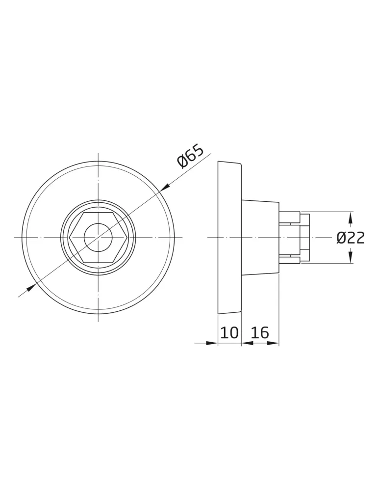 AMIG 10459 - Soporte 114 - Ø65 x 26 mm - Acero inoxidable 18/8 - Mate