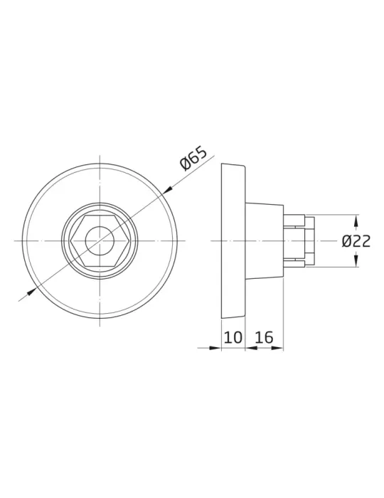 AMIG 10459 - Soporte 114 - Ø65 x 26 mm - Acero inoxidable 18/8 - Mate