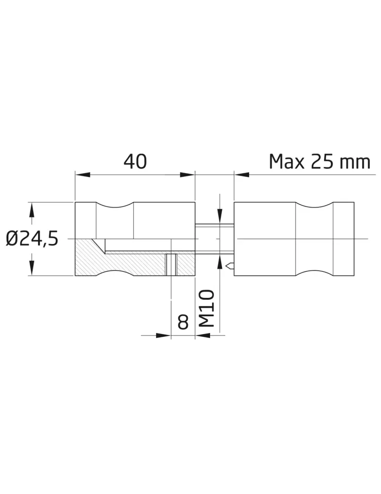 AMIG 10460 - Tirador 300 - Ø25 x 40 mm - Acero inoxidable 18/8 - Mate
