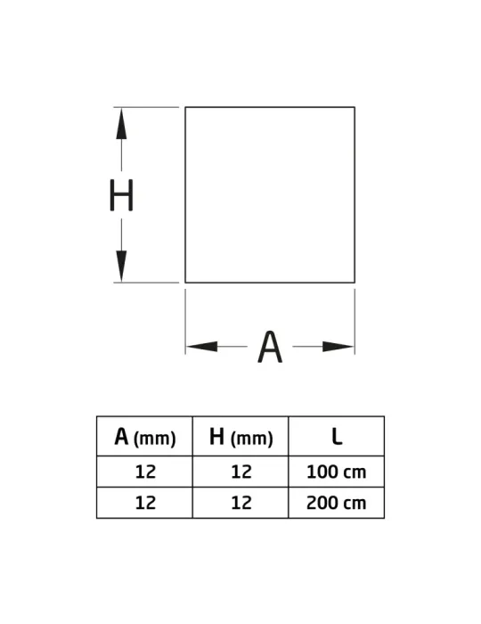 Barra cuadrada torcida hierro L.C. - 12 x 12 mm - Hierro - Lacado