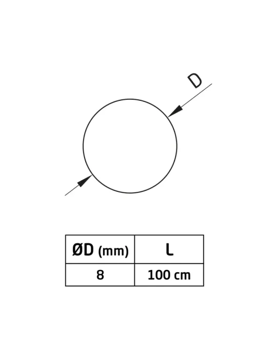 Barra redonda PVC - Ø8 mm - PVC - Blanco