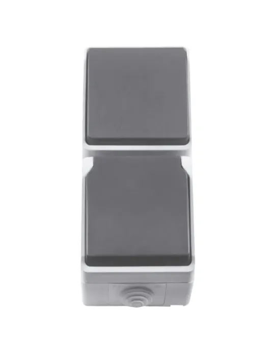 Base + pulsador estanca IP54-IP44 3660 - 65 x 170 x 52 mm - Policarbonato - Gris