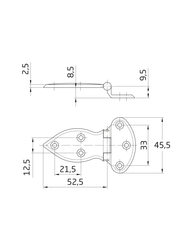 Bisagra 2 - 80 x 46 mm - Acero - Niquelado