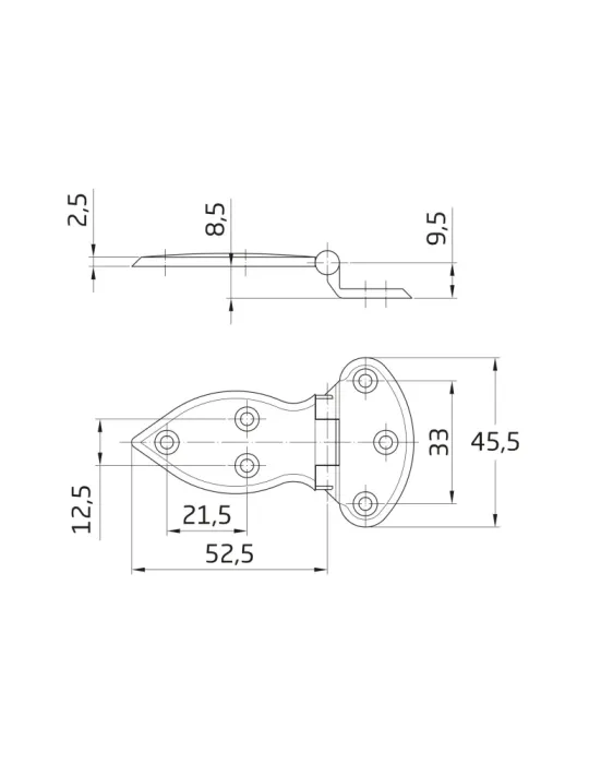 Bisagra 2 - 80 x 46 mm - Acero - Niquelado