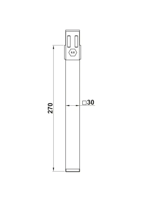 Pata somier 14 - 270 x 30 x 30 mm - Acero - Negro