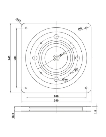 Soporte giratorio 350 - 240 x 240 mm - Acero - Negro 2