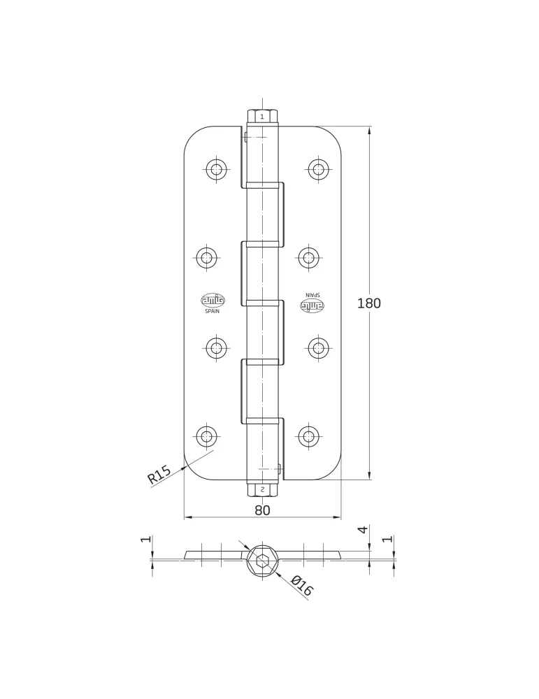 Bisagra simple acción Mod. 3034R