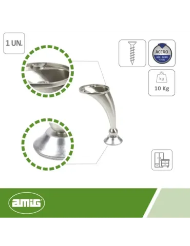 Pata para mueble 13 - 120 mm - Zamak - Níquel cepillado 2