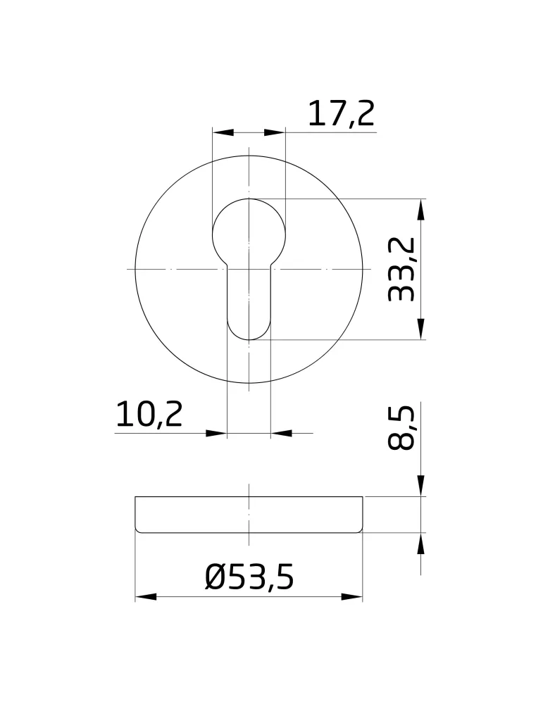 Bocallave 1 - Ø53 mm - Acero inoxidable 18/8 - Mate