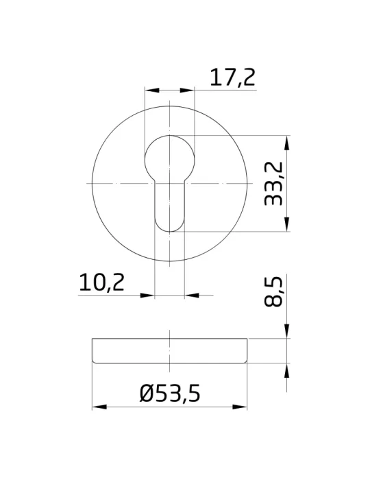 Bocallave 1 - Ø53 mm - Acero inoxidable 18/8 - Mate