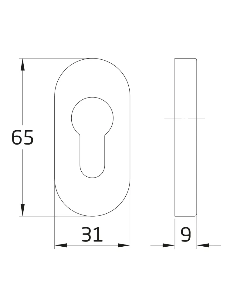 Bocallave 7 - 65 x 31 mm - Acero inoxidable 18/8 - Mate