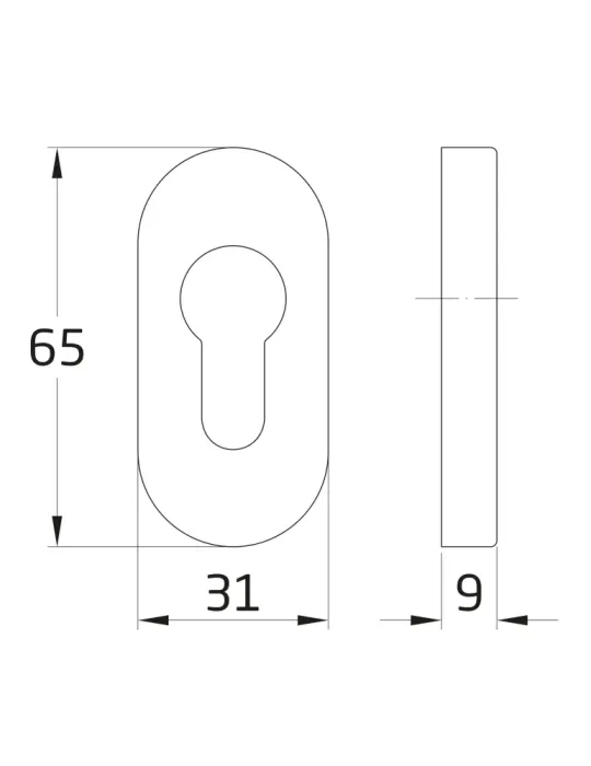 Bocallave 7 - 65 x 31 mm - Acero inoxidable 18/8 - Mate