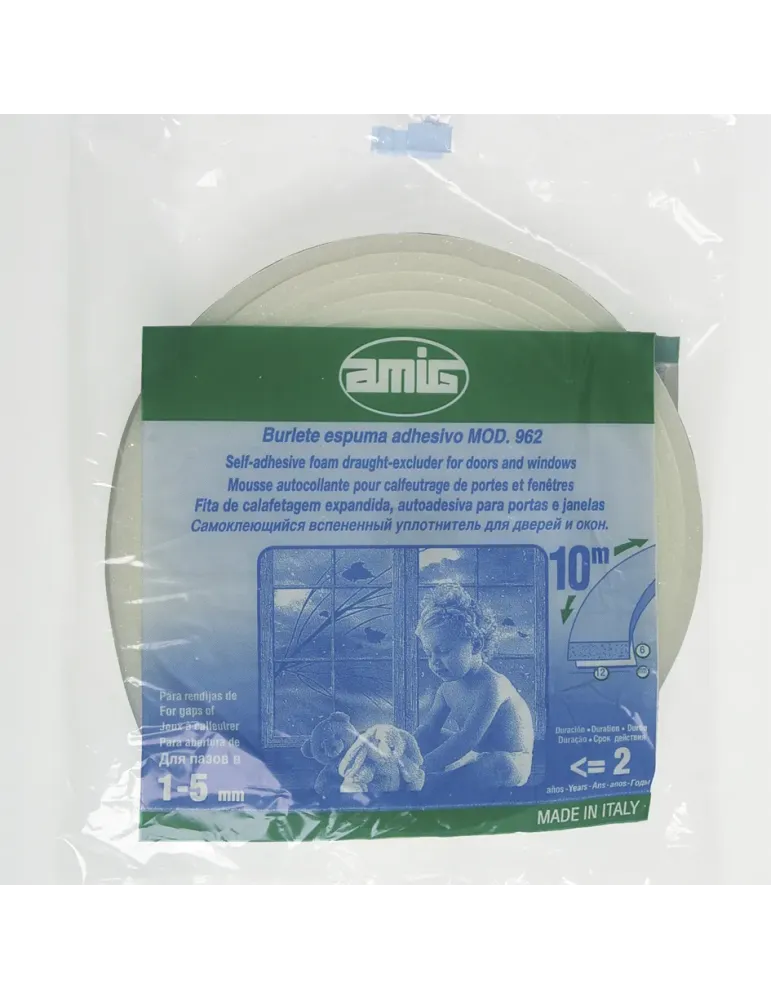 Burlete adhesivo 962 - 2 x 5 m - Espuma - Blanco