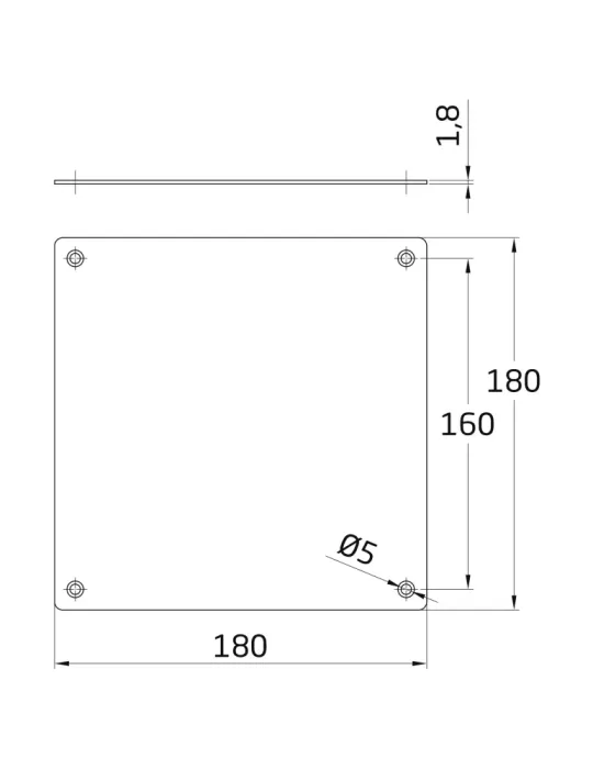Placa 10 - 180 x 180 mm - Acero inoxidable 18/8 - Mate