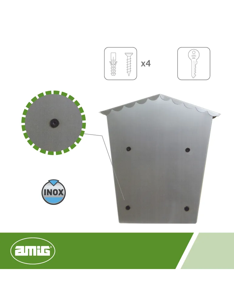 Buzón 1 INOX - 360 x 335 x 110 mm - Acero inoxidable - Inoxidable