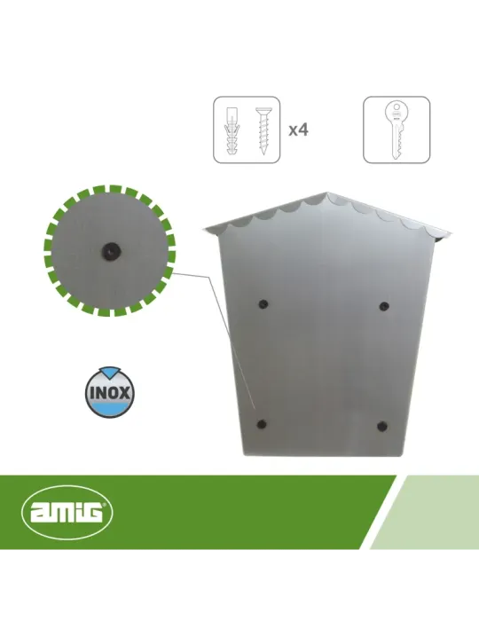 Buzón 1 INOX - 360 x 335 x 110 mm - Acero inoxidable - Inoxidable
