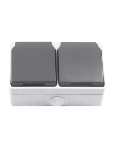 Base doble estanca IP54-IP44 3650 - 128 x 80 x 52 mm - Policarbonato - Gris