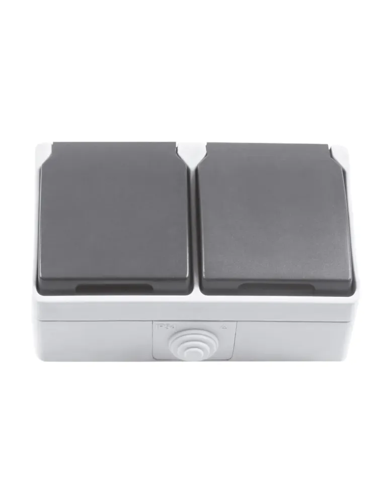 Base doble estanca IP54-IP44 3650 - 128 x 80 x 52 mm - Policarbonato - Gris