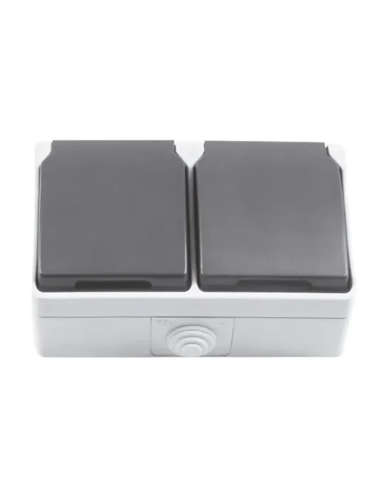 Base doble estanca IP54-IP44 3650 - 128 x 80 x 52 mm - Policarbonato - Gris