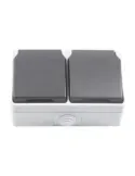 Base doble estanca IP54-IP44 3650 - 128 x 80 x 52 mm - Policarbonato - Gris