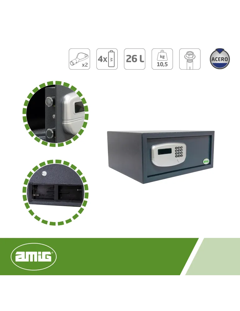 Caja fuerte TOPSECURE-H - 430 x 370 x 195 mm - Acero - Gris