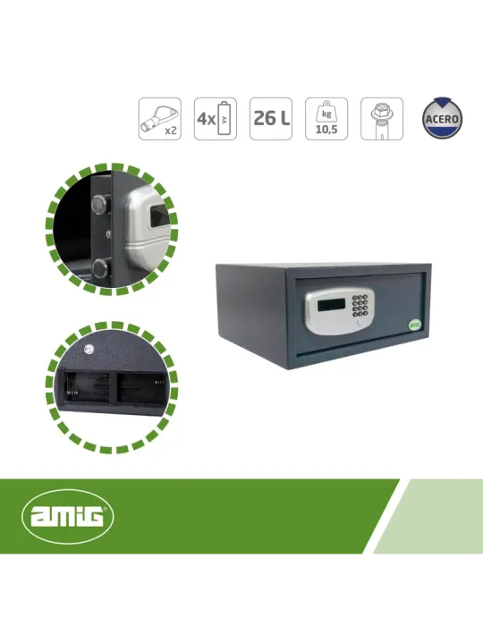 Caja fuerte TOPSECURE-H - 430 x 370 x 195 mm - Acero - Gris
