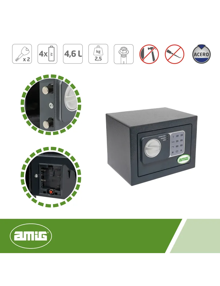 Caja fuerte TOPSECURE-M - 230 x 170 x 170 mm - Acero - Gris