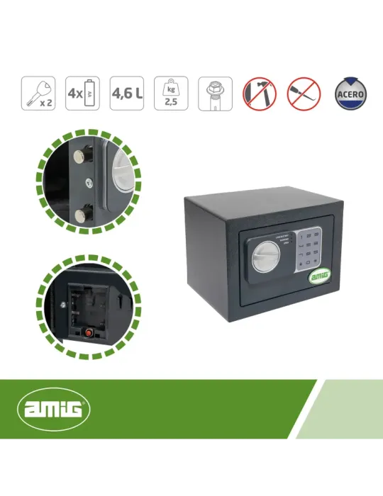 Caja fuerte TOPSECURE-M - 230 x 170 x 170 mm - Acero - Gris