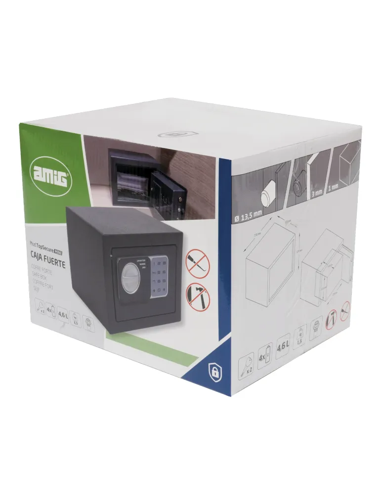 Caja fuerte TOPSECURE-M - 230 x 170 x 170 mm - Acero - Gris