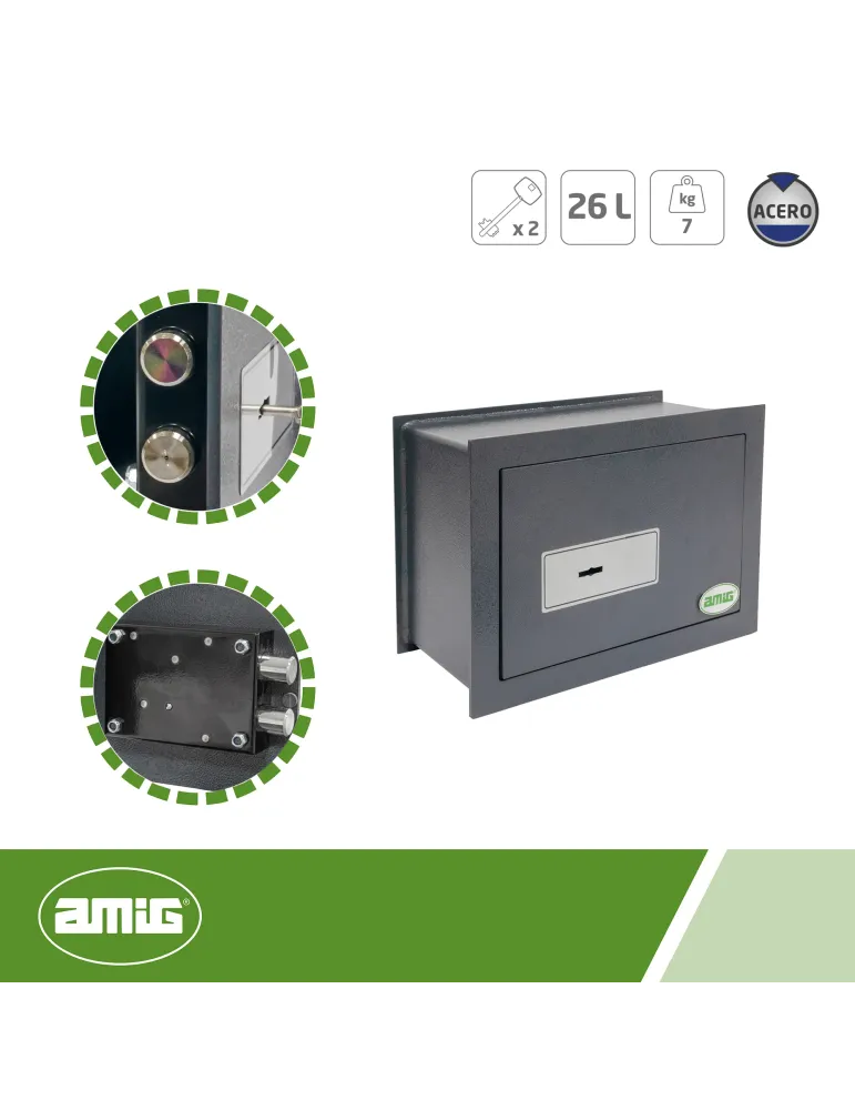 Caja fuerte TOPSECURE-W - 300 x 150 x 200 mm - Acero - Gris