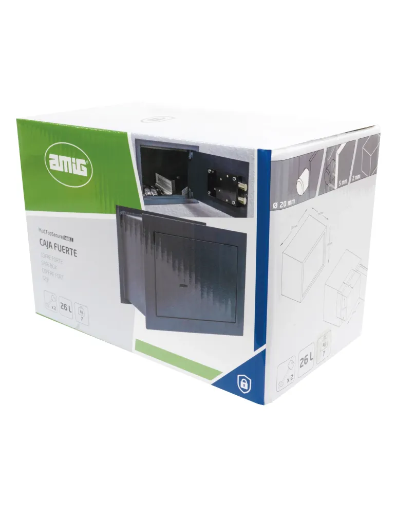 Caja fuerte TOPSECURE-W - 300 x 150 x 200 mm - Acero - Gris