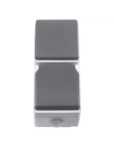 Base + pulsador estanca IP54-IP44 3660 - 65 x 170 x 52 mm - Policarbonato - Gris