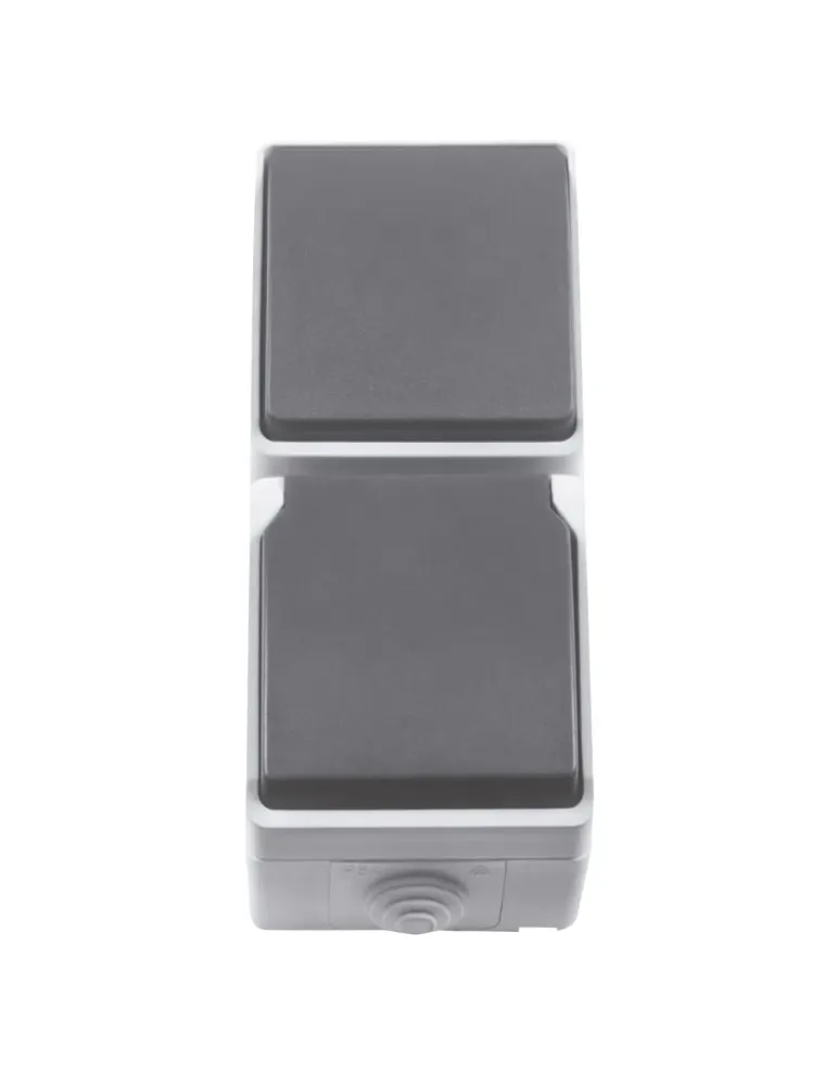 Base + pulsador estanca IP54-IP44 3660 - 65 x 170 x 52 mm - Policarbonato - Gris