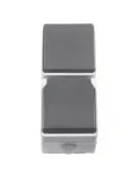Base + pulsador estanca IP54-IP44 3660 - 65 x 170 x 52 mm - Policarbonato - Gris