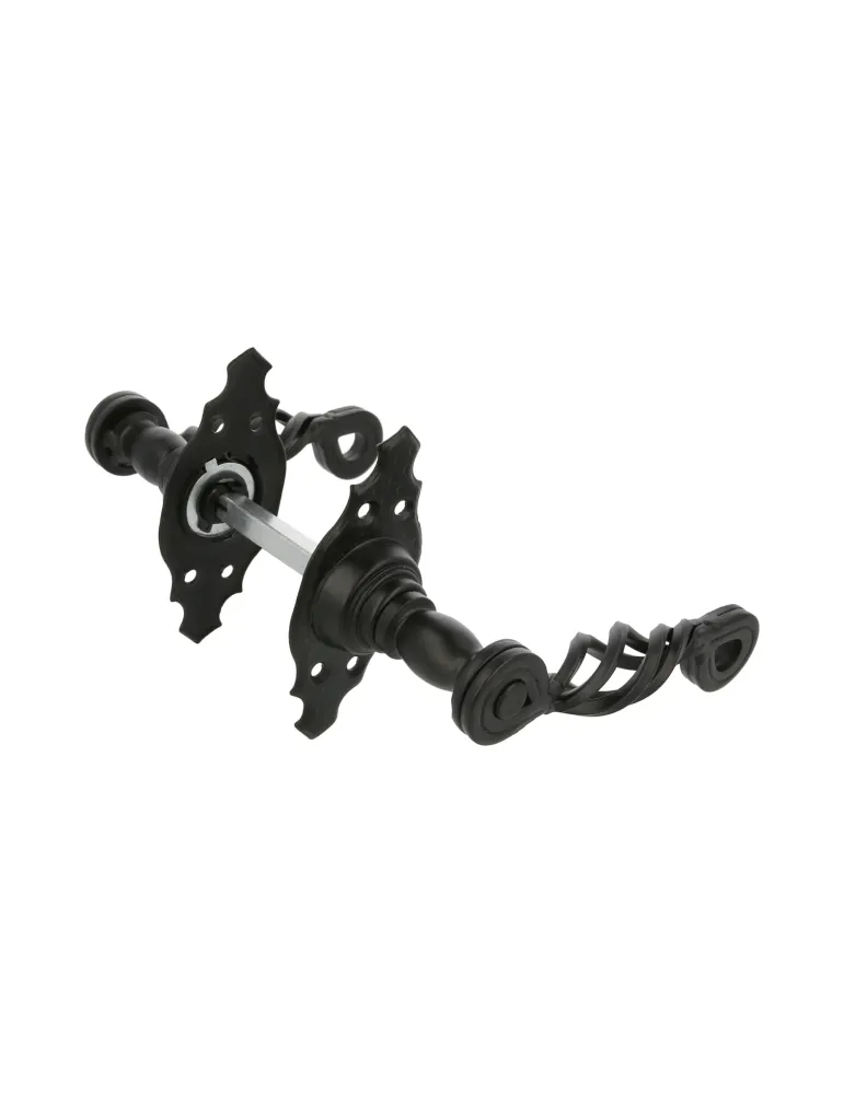 Manilla con roseta 102K - 100 x 44 mm - Placa de acero, Tirador de zamak - Negro