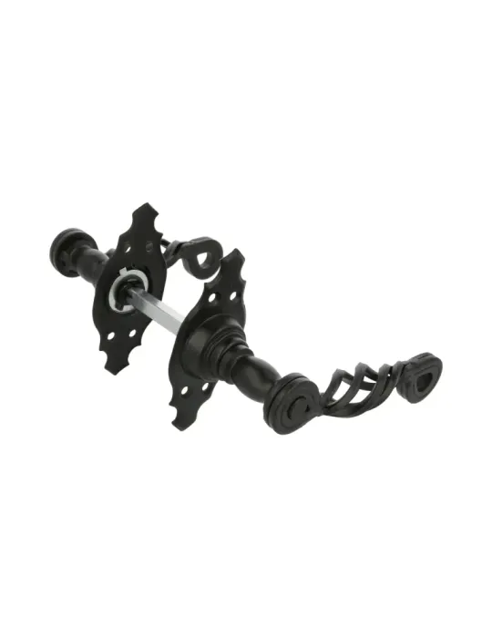 Manilla con roseta 102K - 100 x 44 mm - Placa de acero, Tirador de zamak - Negro