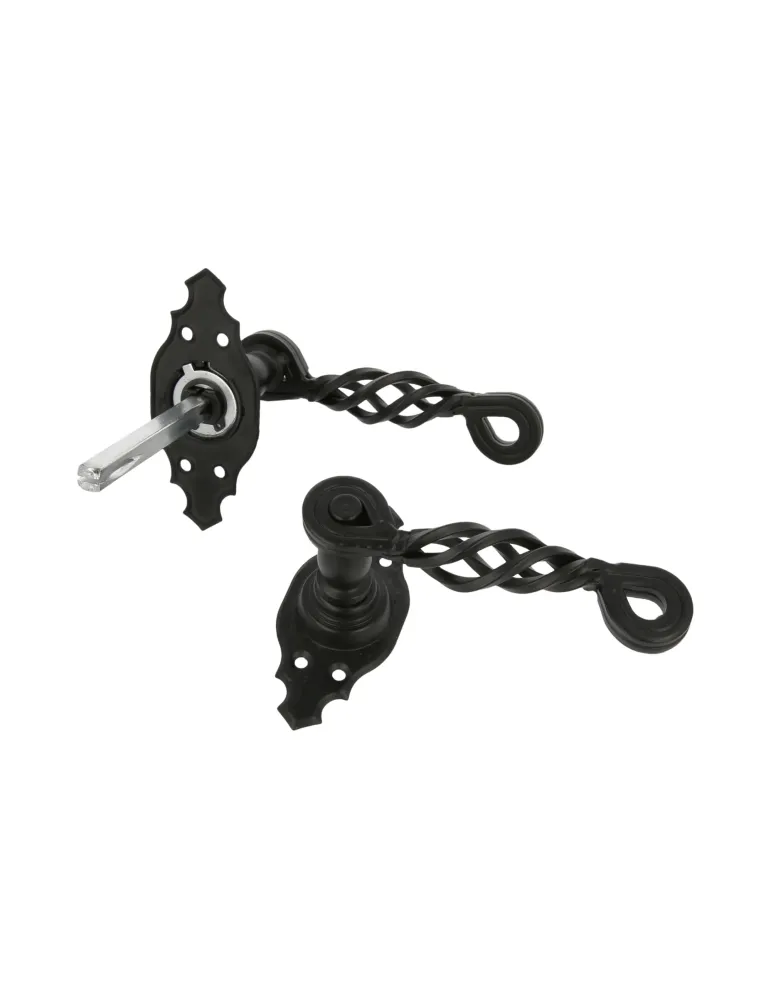 Manilla con roseta 102K - 100 x 44 mm - Placa de acero, Tirador de zamak - Negro