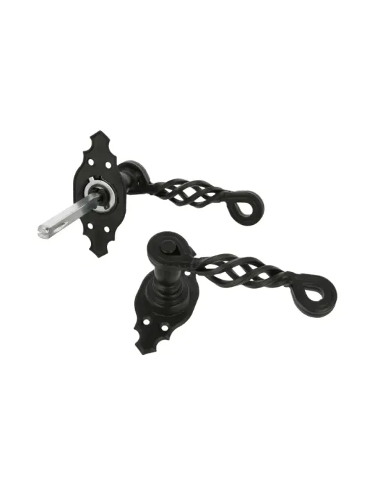 Manilla con roseta 102K - 100 x 44 mm - Placa de acero, Tirador de zamak - Negro