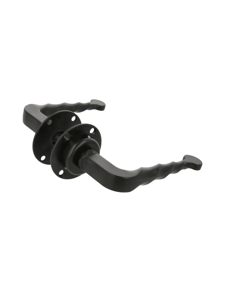 Manilla con roseta 101R - Ø60 mm - Placa de acero, Tirador de zamak - Negro